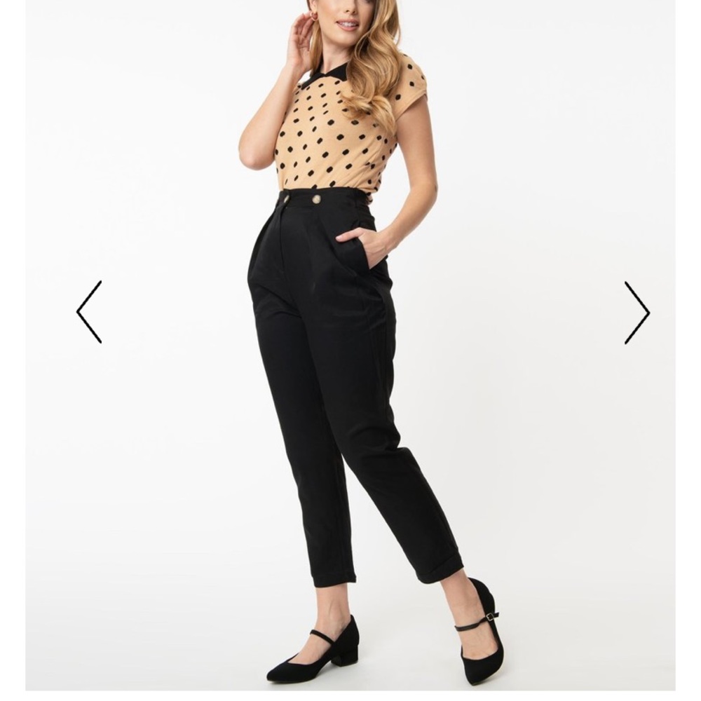 Unique Vintage Retro Style Black Linen Pants NWT